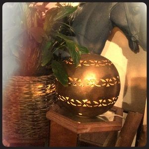 Vintage brass globe luminary lamp
